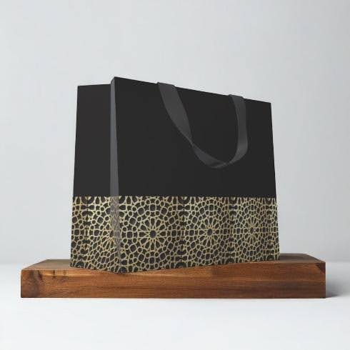 Luxury Gift Bag with Black and Gold Bottom